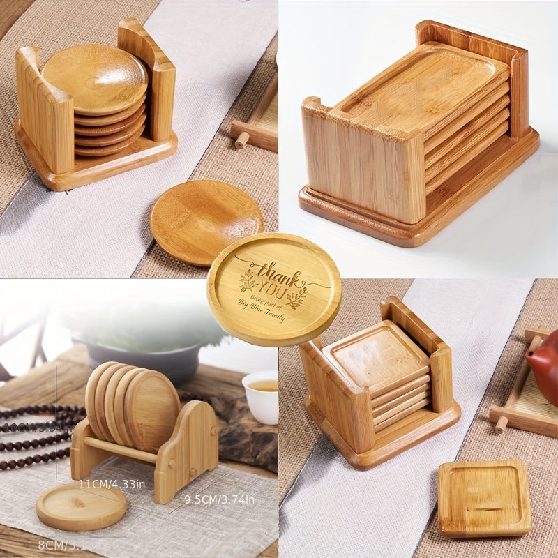 Bamboo Coasters Featuring Your Design, Laser Engraved